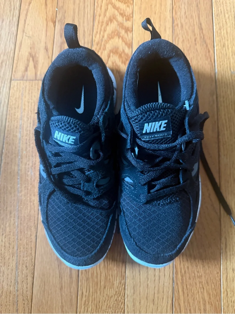 Nike Kids Black and White Mesh Lace-Up Sneakers